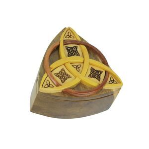 Triquetra Celtic Knots Hand Crafted Wooden Trinket/Puzzle Box